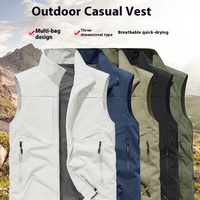 Gilet de Sécurité Respirant Homme Multi-Poches à Fermeture Éclair, Veste de Travail Extérieur Décontractée, Gilet de Pêche et Photographie