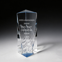 Trofeo de Cristal Personalizado Neelpure 178212 con Borde Azul y Prisma Alto, con Patrón Grabado con Láser