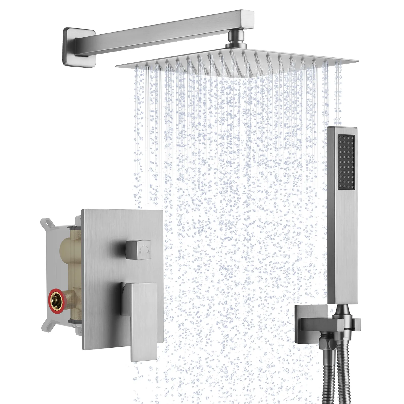 cUPC Big rainfall shower set wall mounted Matte Black color Rainfall Waterfall Bathroom Shower Set