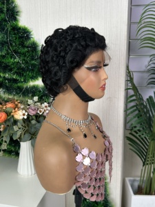 HD Frontal 13*4 Curly Hair <b>Wig</b> Pixe Cut - Product Image 3