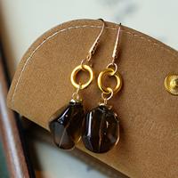 Vefiery Vintage Luxe Natuurlijke Steen Kristallen Oorbellen Assortiment Rookkwarts Heldere Kwarts 18K Verguld Zilver Hangende Studs