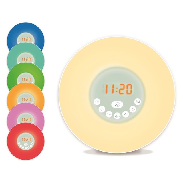 Factory Price Sunrise Simulation Alarm Clock with 7 Nature Sounds Touch Control FM Radio-Smart Home Product