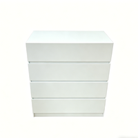 Mueble para el Hogar, Moderno, Blanco, MDF, Gabinete con Cuatro Cajones, Tipo Panel, Unidad de Almacenamiento para Sala de Estar, Dormitorio, Madera