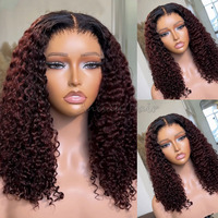 Perruque frontale en dentelle HD 13*4 en cheveux humains, pré-plumée, dentelle transparente, bouclée profonde, sans colle, vente en gros