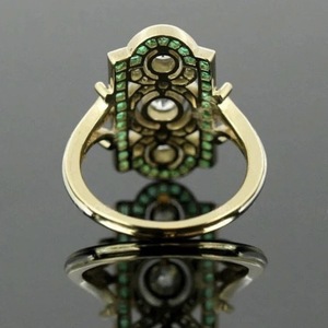 Diamond <b>Ring</b> Emerald Zircon Round Brilliant Cut Geometric Shape Engagement Women's Jewelry Gold Color - Product Image 3