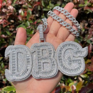 Pendentif personnalisé Hip Hop en moissanite, pendentif lettre pré<span class=keywords><strong>nom</strong></span>, joli pendentif personnalisé en argent 925 glacé avec moissanite - Product Image 5