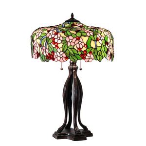 Lámpara de Mesa de 20'' de Estilo Floral Pastoral Europeo, Hecha a Mano, con Base de Hierro y Cúpula de Vidrio Tiffany, LED AC 2700K, para Sala de Estar - Product Image 1