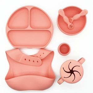 Suministros para la Alimentación Complementaria del Bebé, Plato con Ventosa, Babero, Taza, Cucharas, Artículos Esenciales para la Alimentación de Alimentos Sólidos, Juego de Alimentación de Silicona para Bebés en Fase Inicial - Product Image 2