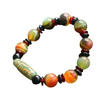 Bracelets porte-bonheur en perles d'agate Dzi à neuf yeux, forme baril, pierre précieuse, calcédoine colorée, unisexe, vente en gros