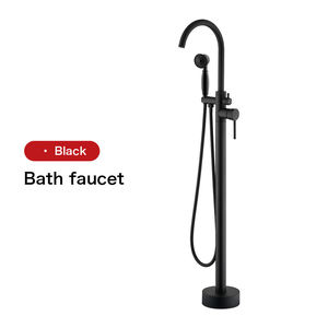 ชุดก๊อกน้ำอ่างอาบน้ำแบบตั้งพื้น 2 ฟังก์ชัน ตัวก๊อกทองเหลือง - ช่องน้ำออกหมุนได้ ติดตั้งมุม แบบยุโรป พร้อมฝักบัวแบบโทรศัพท์ - Product Image 4