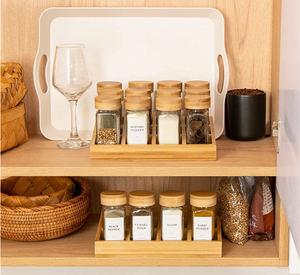Kitchen Bamboo Wood Seasoning Organizer <strong>Box</strong> Wooden Storage <strong>Spice</strong> Tray - Product Image 2