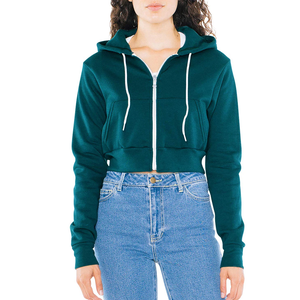 Custom Plain Workout Crop Top <b>Sweatshirt</b> Oversized Raw Hem Cropped Hoodie <b>Women</b> Pullover Wholesale Crop top Hoodie - Product Image 1