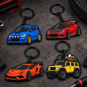Porte-clés de voiture personnalisés en PVC, porte-clés automobiles en caoutchouc souple 3D avec couches en relief - Product Image 1