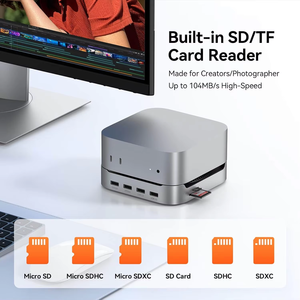 Base Hub 13 en 1 para <span class=keywords><strong>Mac</strong></span> <span class=keywords><strong>Mini</strong></span> M4/M4 Pro con Carcasa para SSD Integrada, DP 4K, HDMI, USB de Alta Velocidad, Lector de Tarjetas, Puerto de Audio y Control de Encendido de un Toque - Product Image 2