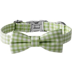 Collar de perro a cuadros de estilo único de Tanpopo con pajarita, regalo para mascotas, ajustable, suave, macarrón Color, lazo, tela estampada, Collar de cuello de perro - Product Image 3