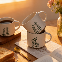 Mug en céramique style nordique avec motif de pin, tasse à café isolée pour la maison ou le bureau, idéale pour Noël