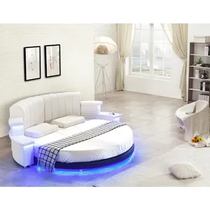 Offres Spéciales moderne style romantique multifonctionnel lit rond en cuir Lits