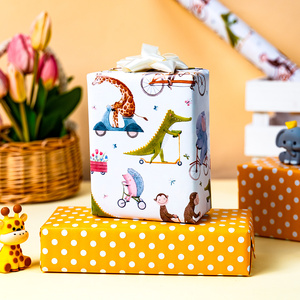 Animals Riding Bicycles Gift <b>Wrapping</b> <b>Paper</b> Double Sided Art <b>Paper</b> Eco-Friendly For Gift And Craft Use - Product Image 2