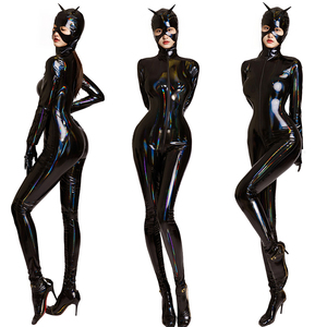 <span class=keywords><strong>Costume</strong></span> Cosplay ragazza gatto adulto donna Sexy in pelle lucida con cerniera aperta body da discoteca stretto Zentai tuta - Product Image 2