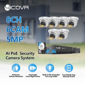 Système de caméra de sécurité CCTV 4COVR à 8 canaux, kit NVR POE 8CH 6X 5MP, conversation bidirectionnelle, projecteur couleur, surveillance à domicile et en entreprise - Product Image 2