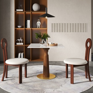 Voxhome Drop Shipping Modern Sintered Stone Square Dining Room Furniture <strong>4</strong> <strong>Seater</strong> <strong>Bistro</strong> Coffee Shop Dining Table Chairs <strong>Set</strong> - Product Image 2