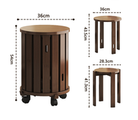 Home Light Meubles de luxe Table basse ronde en bois massif et ensemble de chaises Table à manger Set de 4 chaises pliables amovibles et rotatives
