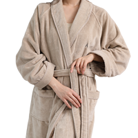 Peignoir de Luxe Personnalisé pour Hôtels, Modèle Aman Extra Long en Coton Éponge Velours 100% Absorbant, Idéal pour Hôtels 5 Étoiles Français