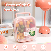 Lonchera Portátil de 2 Niveles con Asa, Contenedor de Alimentos de PP de 1250ml/1650ml para la Escuela
