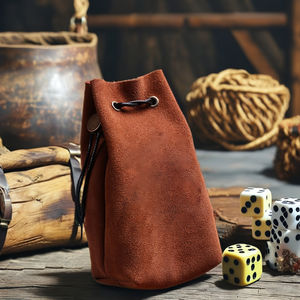 리얼 가죽 DND 주사위 파우치 스웨이드 가죽 RPG 게임 발렛 백 소가죽 주사위 주최자 - Product Image 1
