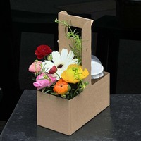 Emballage pour fleuriste, emballage pour fleurs, boîte à fleurs portable, papier kraft, emballage pour bouquet de fleurs, sac, porte-gobelet pour boissons