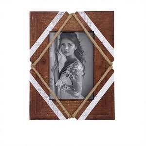 Cadre Photo en bois rustique de style vintage avec verre véritable pour bureau Tenture murale Home Office Decor Display - Product Image 1