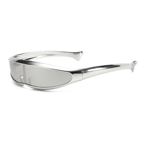 New Electroplated cá heo kính thể thao ngoài trời đi xe đạp Kính mát tương lai Y2K Cat Eye gương ống kính - Product Image 4