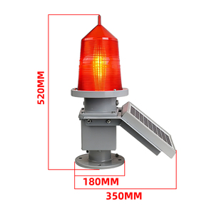 Feux d'obstruction aériens solaires à LED |   Balise d'avertissement rouge IP65, 2000 cd, à fréquence de clignotement réglable, visibilité 7 km pour ponts - Product Image 3