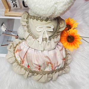 Dog Princess Dress Gold Trim Bunny Print Summer Pet Skirt Decorative Style <b>Small</b> Dog <b>Teddy</b> Pet - Product Image 2