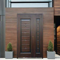 TECHTOP Porte d'entrée en placage de bois naturel de style classique porte d'entrée principale extérieure une porte et demi pour la maison