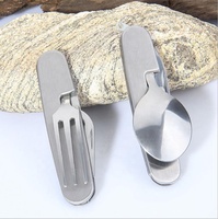 Couteau pliant 4 en 1 Ouvre-cuillère Fourchette Outil multiple en acier inoxydable Voyage extérieur Portable Camp Couverts Set