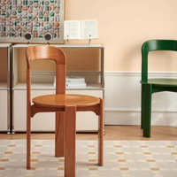 Chaise de salle à manger Rey moderne en bois massif, mobilier de maison pour petit appartement, dossier coloré et épaissi, garantie 1 an