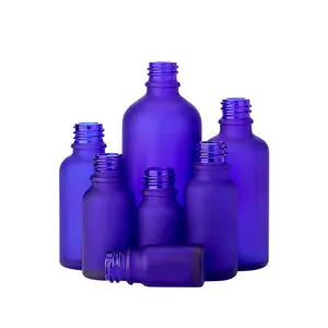 Botella de vidrio esmerilado púrpura para aceite esencial, gotero de 5ml, 10ml, 15ml, 20ml, 30ml, 50ml, 100ml, venta al por mayor