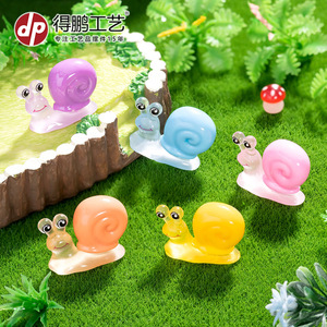 Dp Miniature Cartoon Escargot Résine Décor de Jardin Ornements Suspendus Forme Animale Colorée Finition Brillante - Product Image 1