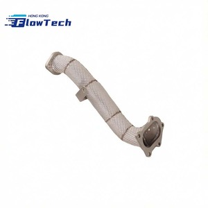 ท่อลงตรง Flow Tech SS304 สแตนเลสขัดเงาแบบกระจก สำหรับ Subaru STi 2.5T BRZ WRX ติดตั้งแบบยึดตรง - Product Image 1