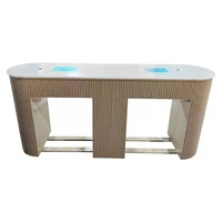Table à ongles moderne avec plateau en marbre, collecteur de poussière et rangement pour salon, chambre et séjour