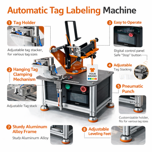 Machine automatique d'étiquetage à épingles Booster, écologique, couleur argent, en acier inoxydable et ABS, modèle Bos-168, pour étiquettes de vêtements et jouets - Product Image 3