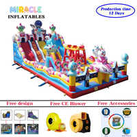 Parc d'attractions gonflable commercial sur le thème de l'aventure spatiale avec toboggan pour carnaval scolaire et parc d'attractions