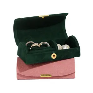 Wholesale Luxury Portable Small Travel Jewelry Organizer Case Pig Gel Velvet Ring Earring Storage Box With Magnetic