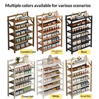 Meuble à chaussures moderne en bambou pliable sans installation, 6 étagères, anti-poussière, pour salon, entrée de maison, appartements locatifs