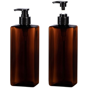 Bouteilles de shampooing en plastique PET ambré de 300 ml et 500 ml avec pompe à lotion pour les soins quotidiens du corps et les emballages cosmétiques - Product Image 1