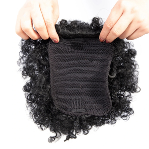 Hotsale Afro Puff Drawstring Ponytail Bun 6-8 pouces Fluffy Short Kinky Curly Hair pour les femmes noires Matériau synthétique pour un usage quotidien - Product Image 6