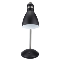 Lampe de table en métal noir pour la protection des yeux, abat-jour en forme de tambour, col de cygne flexible, alimentation CA, ampoule E26 (salon/chambre/lecture)