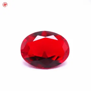 Redleaf Jewelry Loose Glass Oval Shape Red Gemstone Crystal Stone for Jewelry Making