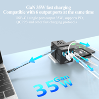 Foxcan 35W Adaptador de corriente de viaje universal de carga rápida Convertidor USB mundial para teléfonos celulares Android y función de cámara PD